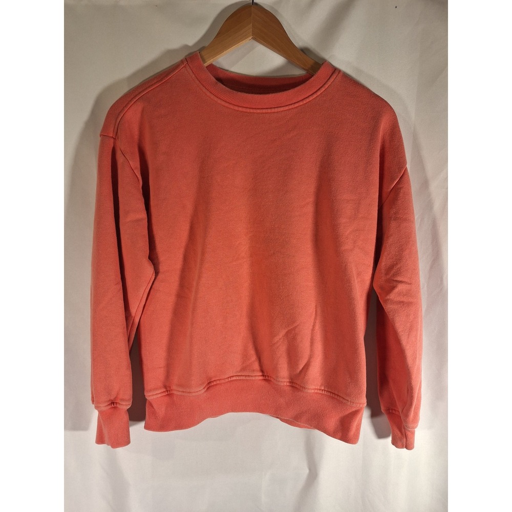 Gap Kids Large 10-11 Coral Orange Crewneck‎ Fleece Pullover Sweatshirt Solid L